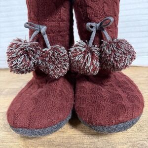 Cuddl Duds Fleece Lined Bootie Slippers w/ Foam Insole Deep Wine Medium 7/8